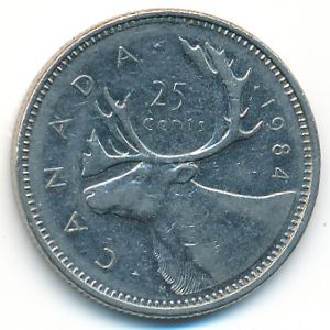 Canada, 25 cents, 1984