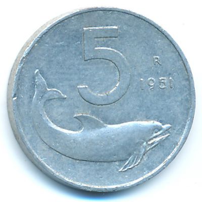 Италия, 5 лир (1951 г.)