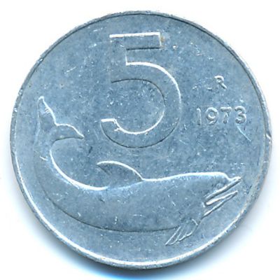 Италия, 5 лир (1973 г.)