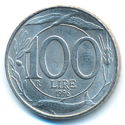 Italy, 100 lire, 1996