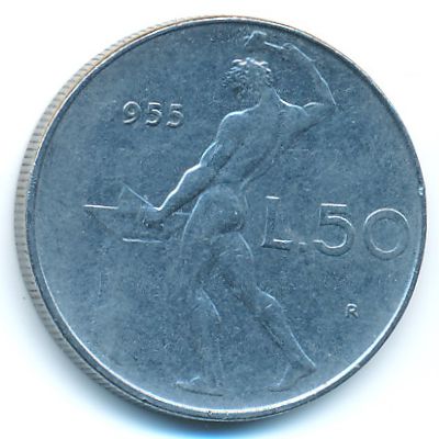 Italy, 50 lire, 1955
