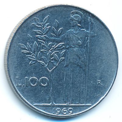 Италия, 100 лир (1969 г.)