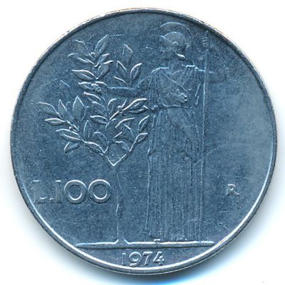 Италия, 100 лир (1974 г.)