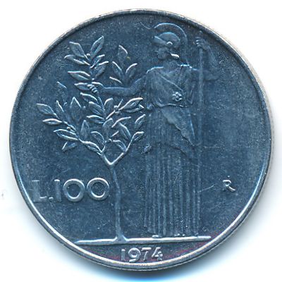 Italy, 100 lire, 1974