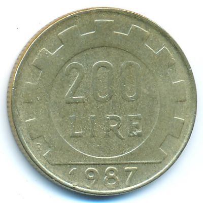 Italy, 200 lire, 1987