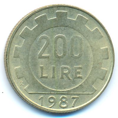 Italy, 200 lire, 1987