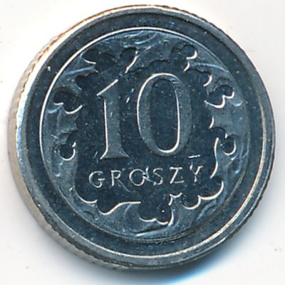 Poland, 10 groszy, 1990–2016