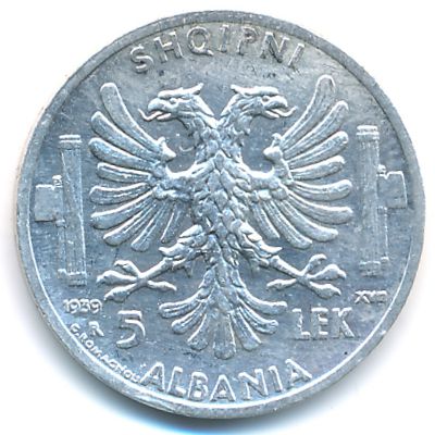 Албания, 5 лек (1939 г.)