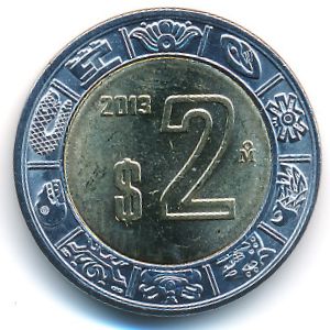 Mexico, 2 pesos, 1996–2014