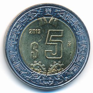 Mexico, 5 pesos, 2013