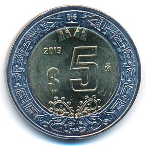 Mexico, 5 pesos, 2013