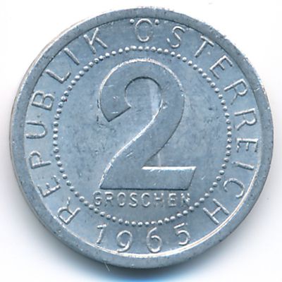 Австрия, 2 гроша (1965 г.)