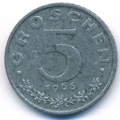Austria, 5 groschen, 1966