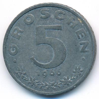 Austria, 5 groschen, 1966