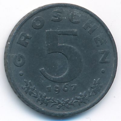 Austria, 5 groschen, 1967