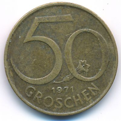 Austria, 50 groschen, 1971