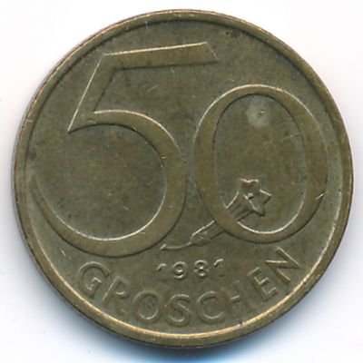 Austria, 50 groschen, 1981