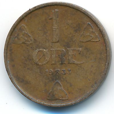 Норвегия, 1 эре (1933 г.)