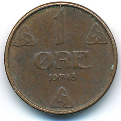 Norway, 1 ore, 1948