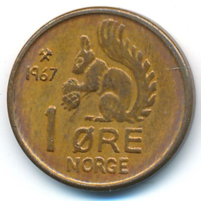 Норвегия, 1 эре (1967 г.)