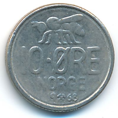 Norway, 10 ore, 1968