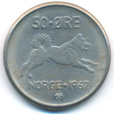 Норвегия, 50 эре (1967 г.)