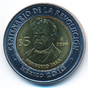 Mexico, 5 pesos, 2008