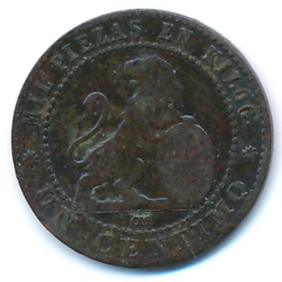 Spain, 1 centimo, 1870