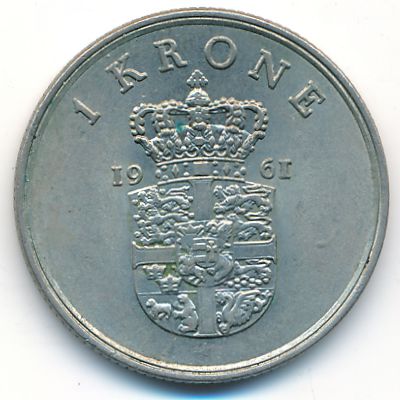 Denmark, 1 krone, 1961
