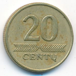 Литва, 20 центов (1999 г.)