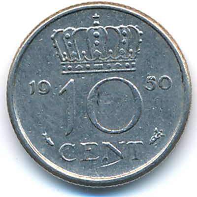 Нидерланды, 10 центов (1950 г.)