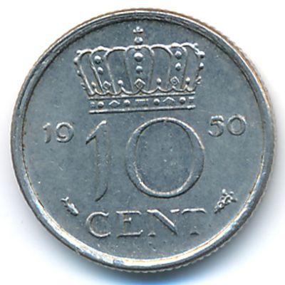 Нидерланды, 10 центов (1950 г.)