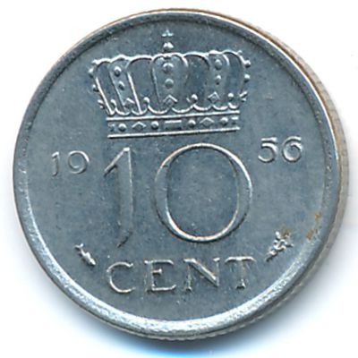 Нидерланды, 10 центов (1956 г.)