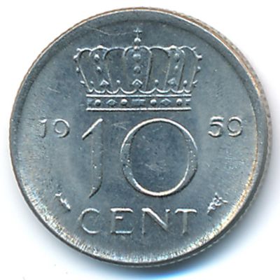 Нидерланды, 10 центов (1959 г.)