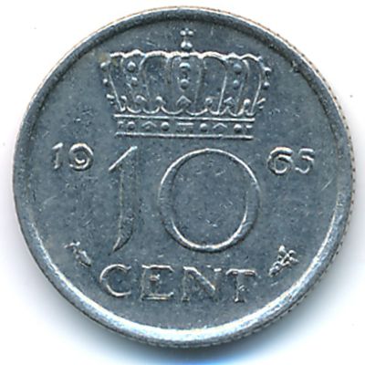 Нидерланды, 10 центов (1965 г.)