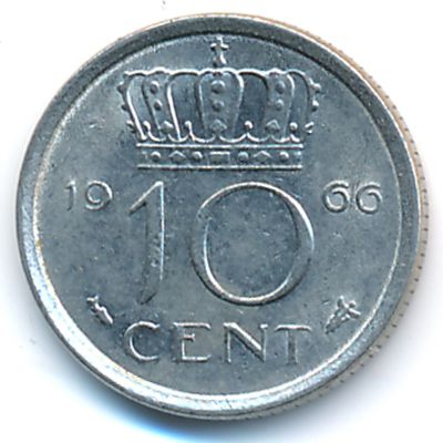 Нидерланды, 10 центов (1966 г.)