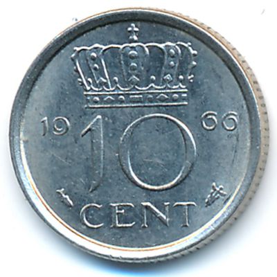 Netherlands, 10 cents, 1966