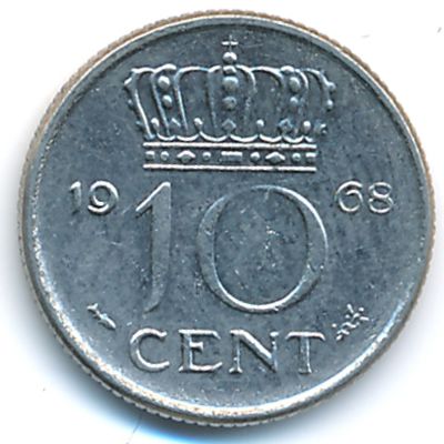 Netherlands, 10 cents, 1968