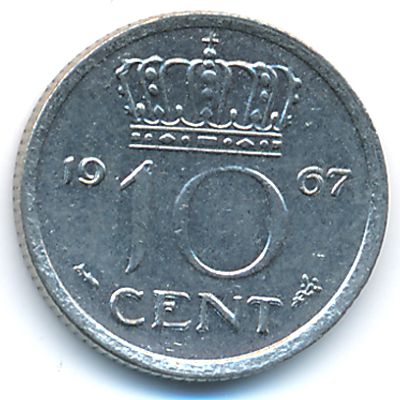 Нидерланды, 10 центов (1967 г.)