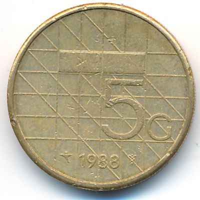 Netherlands, 5 gulden, 1988