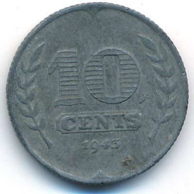 Netherlands, 10 cents, 1943