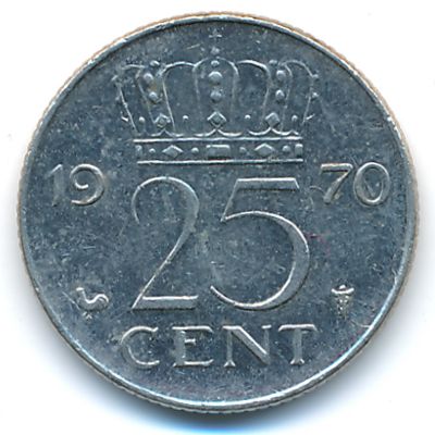 Netherlands, 25 cents, 1970