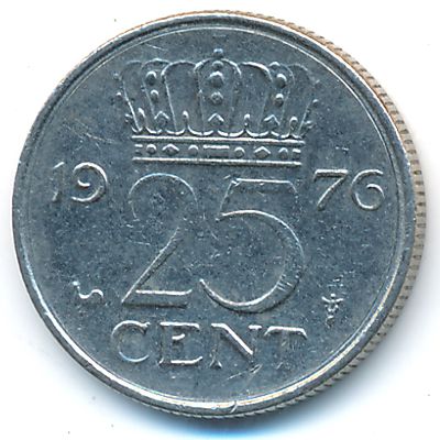 Netherlands, 25 cents, 1976