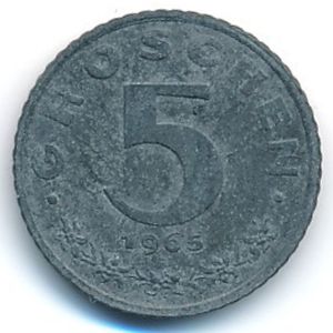 Austria, 5 groschen, 1965