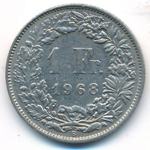 Switzerland, 1 franc, 1968