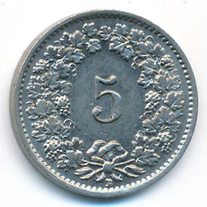 Швейцария, 5 раппенов (1939 г.)