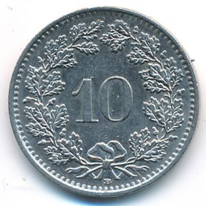 Switzerland, 10 rappen, 1992