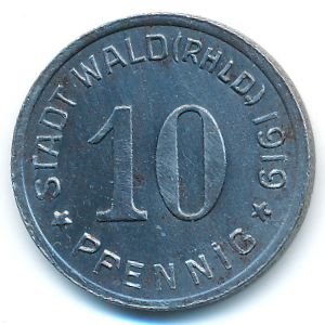 Вальд., 10 пфеннигов (1919 г.)