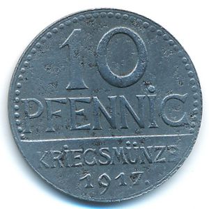 Юберлинген., 10 пфеннигов (1917 г.)