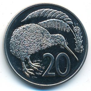 New Zealand, 20 cents, 1968